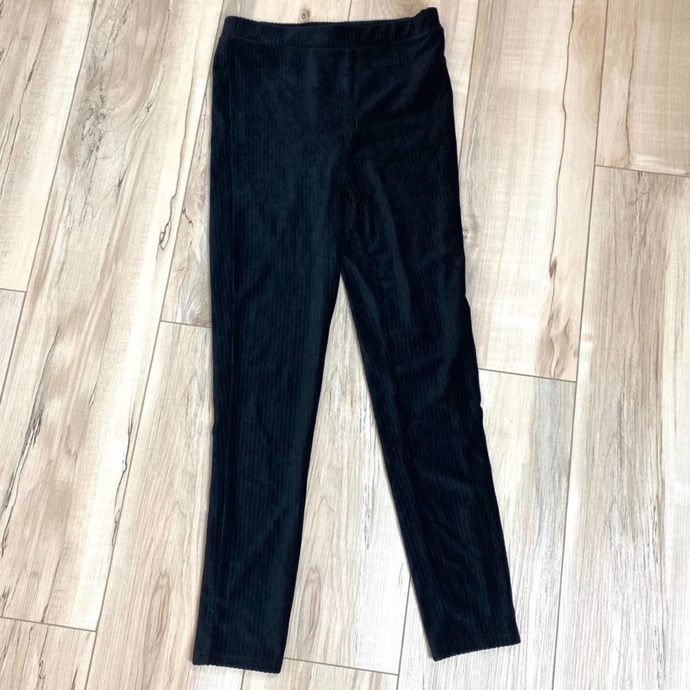 Art Class Black Velvet Striped Fleece Lined XS